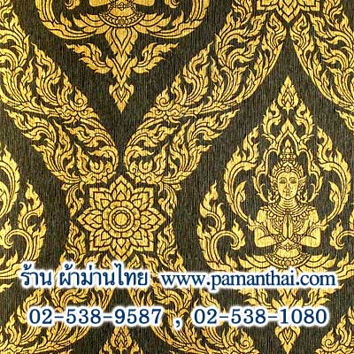 AY039-10 วอลเปเปอร์ลายเทพพนมเล็กสีทองพื้นสีดำ