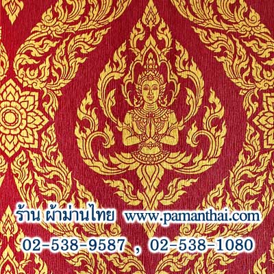 AY039-8 วอลเปเปอร์ลายเทพพนมเล็กสีทองพื้นสีแดง