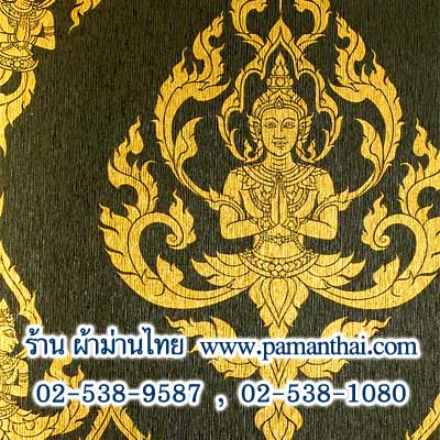 AY099-10 วอลเปเปอร์ลายเทพพนมใหญ่สีทองพื้นสีดำ