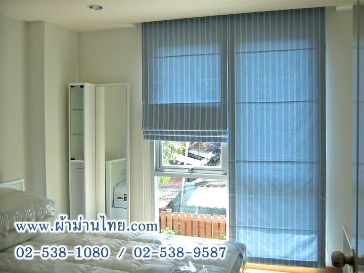 3654 ม่านพับสีฟ้าในห้องนอน